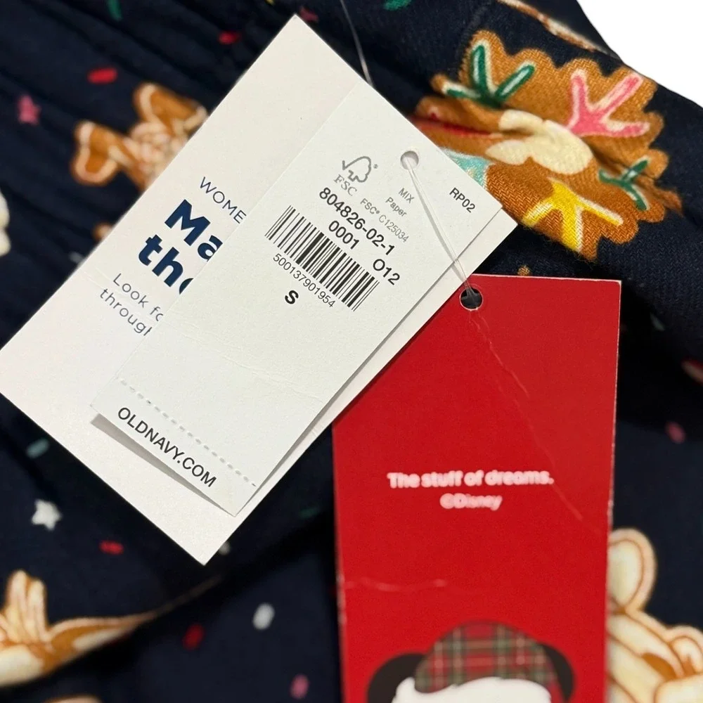 Old Navy x Disney Mickey Mouse Christmas Gingerbread Pajamas Pants SZ Small NWT
